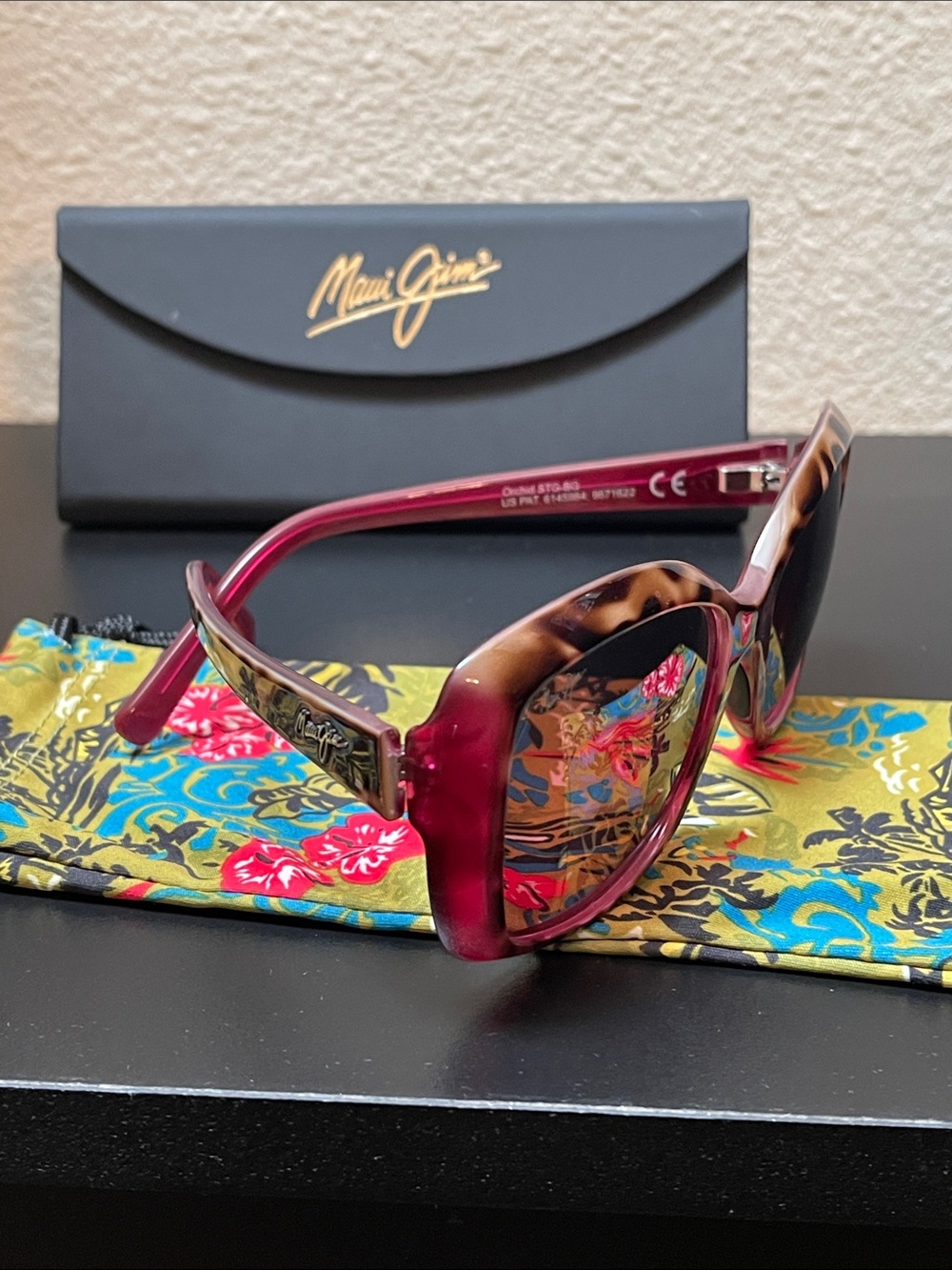 Maui Jim Orchid Raspberry PolarizedPlus2 Rectangular Sunglasses & Cases - Picture 13 of 16